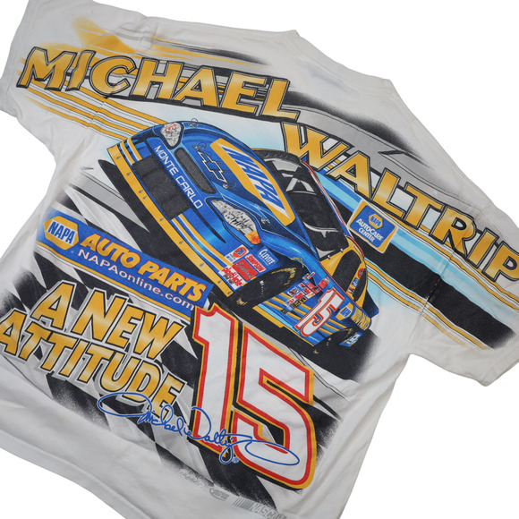 Vintage Chase Authentics Michael Waltrip Allover Print Nascar Graphic T Shirt - Picture 8 of 8